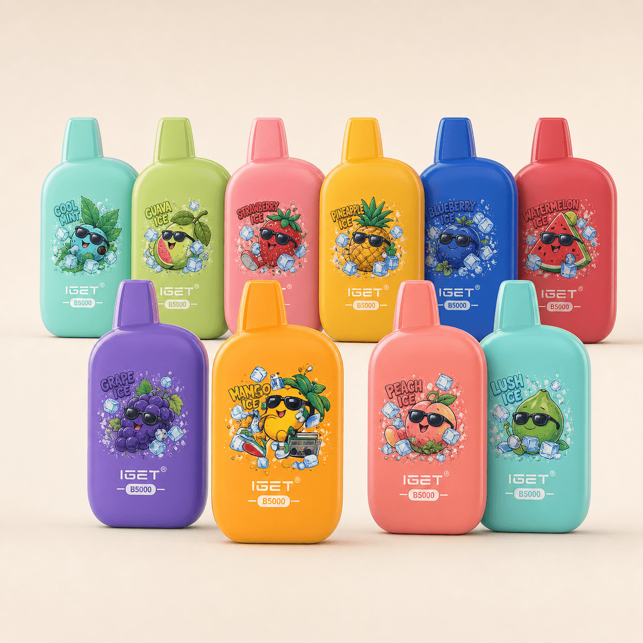 Illustration of a 10-pack of IGET B5000 Grape Ice
